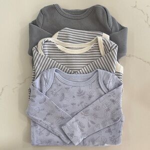 Gray and Blue Kids Long Sleeve Bodysuits